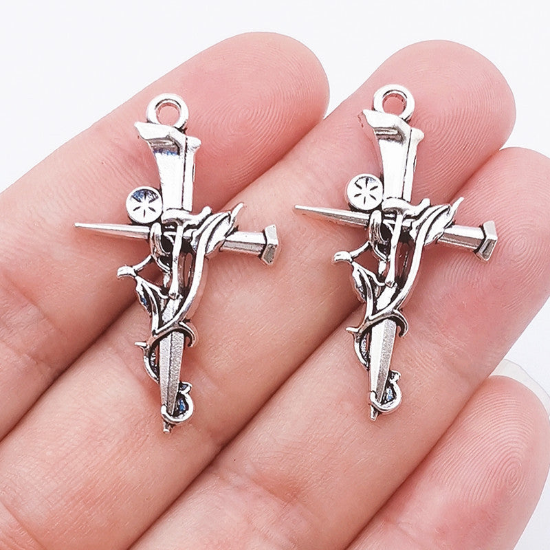 Wholesale 30PCS New Thorn Rose Cross DIY Zinc Alloy Pendant